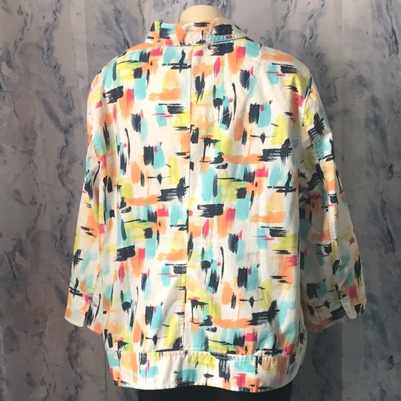 City blues by Koret multicolored 3/4 sleeve button down jacket stretch - Picture 4 of 7